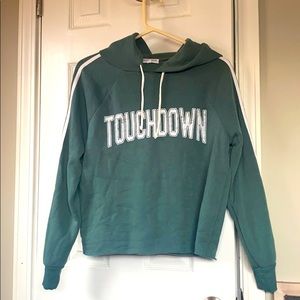 Green Cropped Touchdown Hoodie